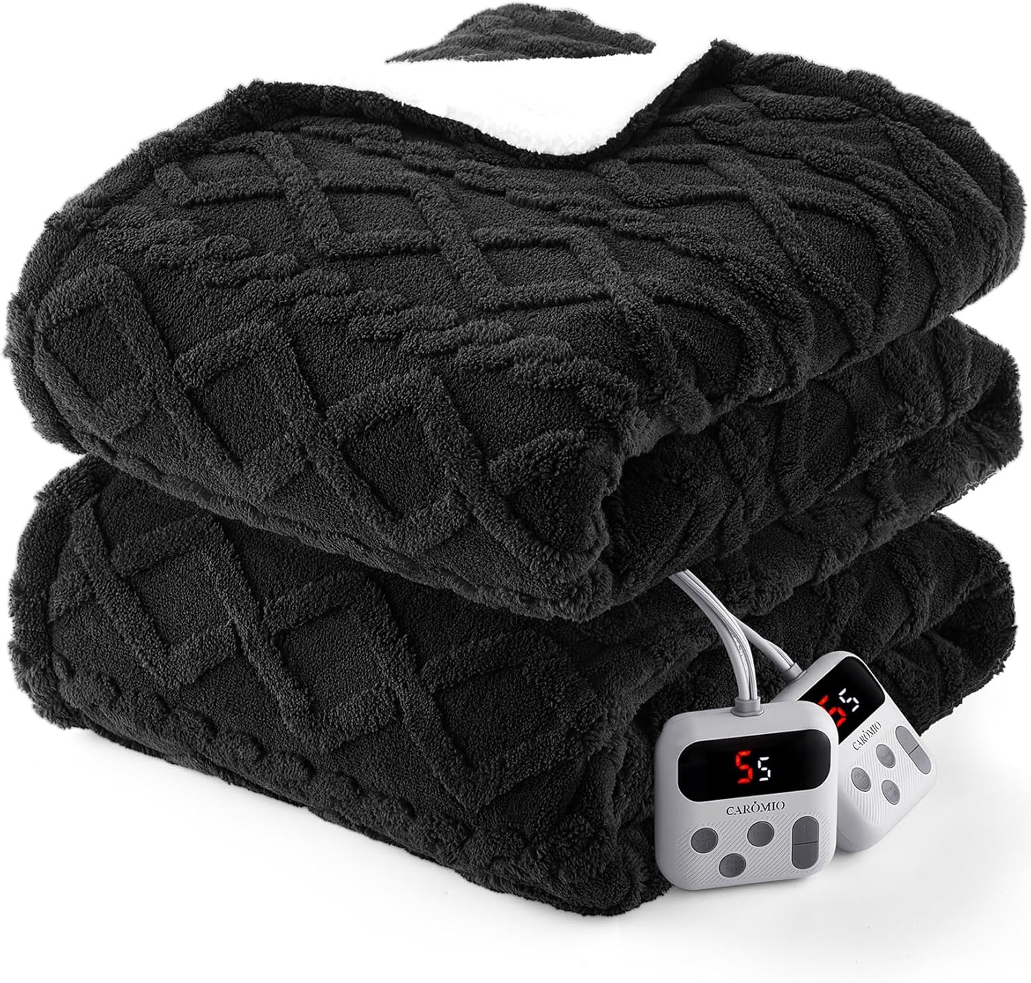 CAROMIO Electric Blanket Queen Size with Dual Control Features