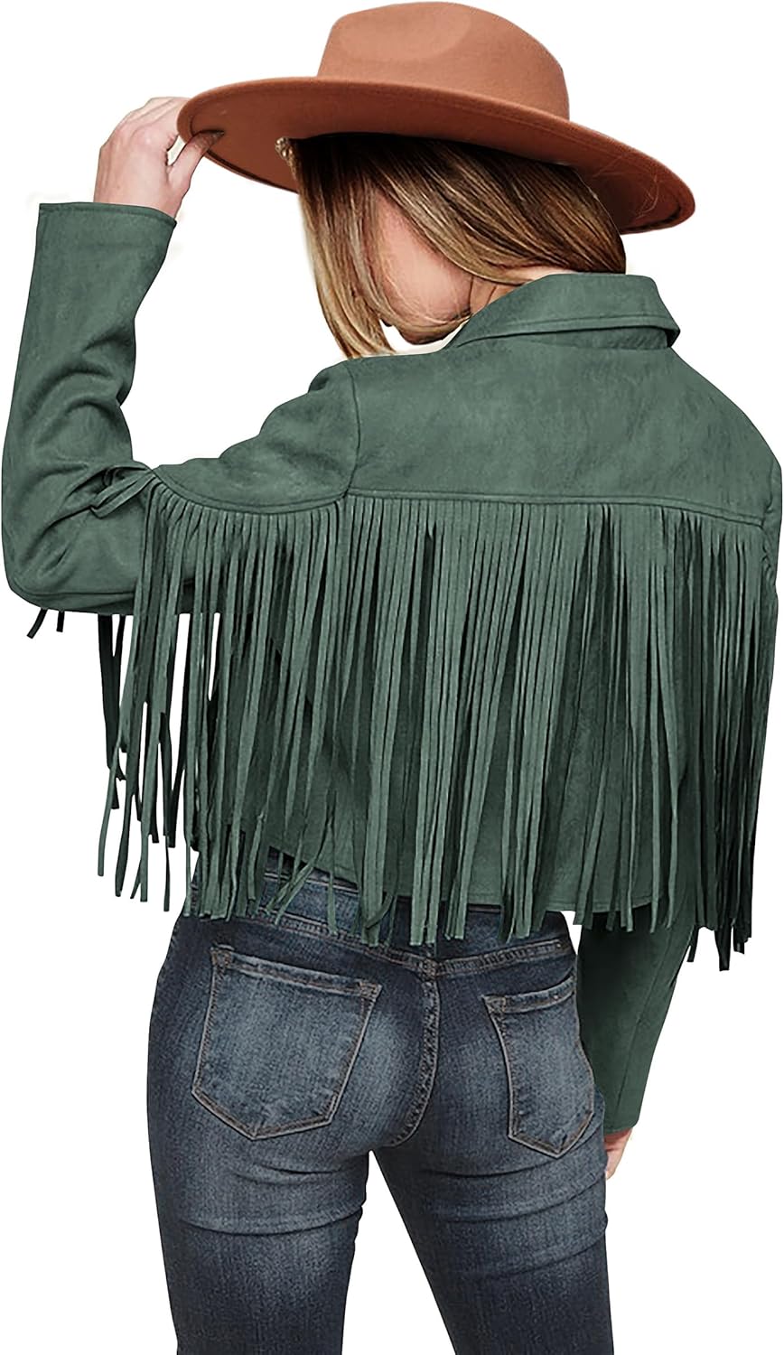 PRETTYGARDEN Women's Fringe Faux Suede Leather Jackets