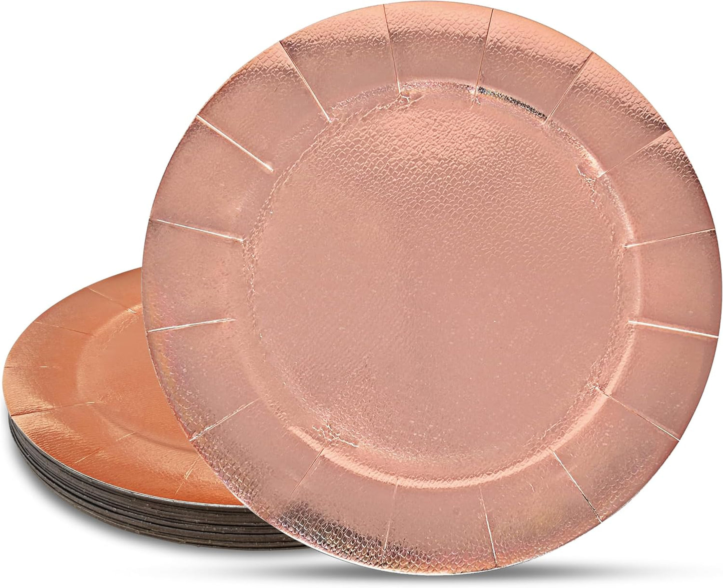 24 Pcs Rose Gold Round Charger Plates - Elegant Table Setting Essential