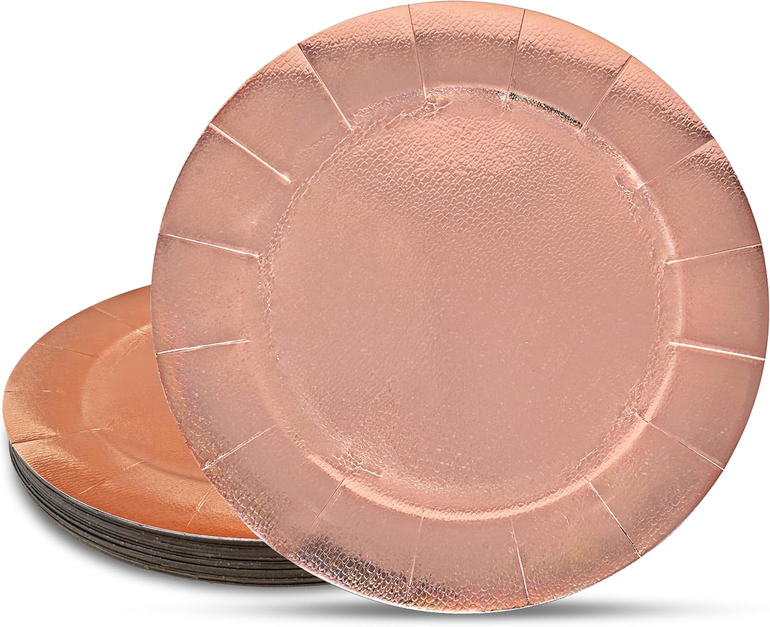 24 Pcs Rose Gold Round Charger Plates - Elegant Table Setting Essential