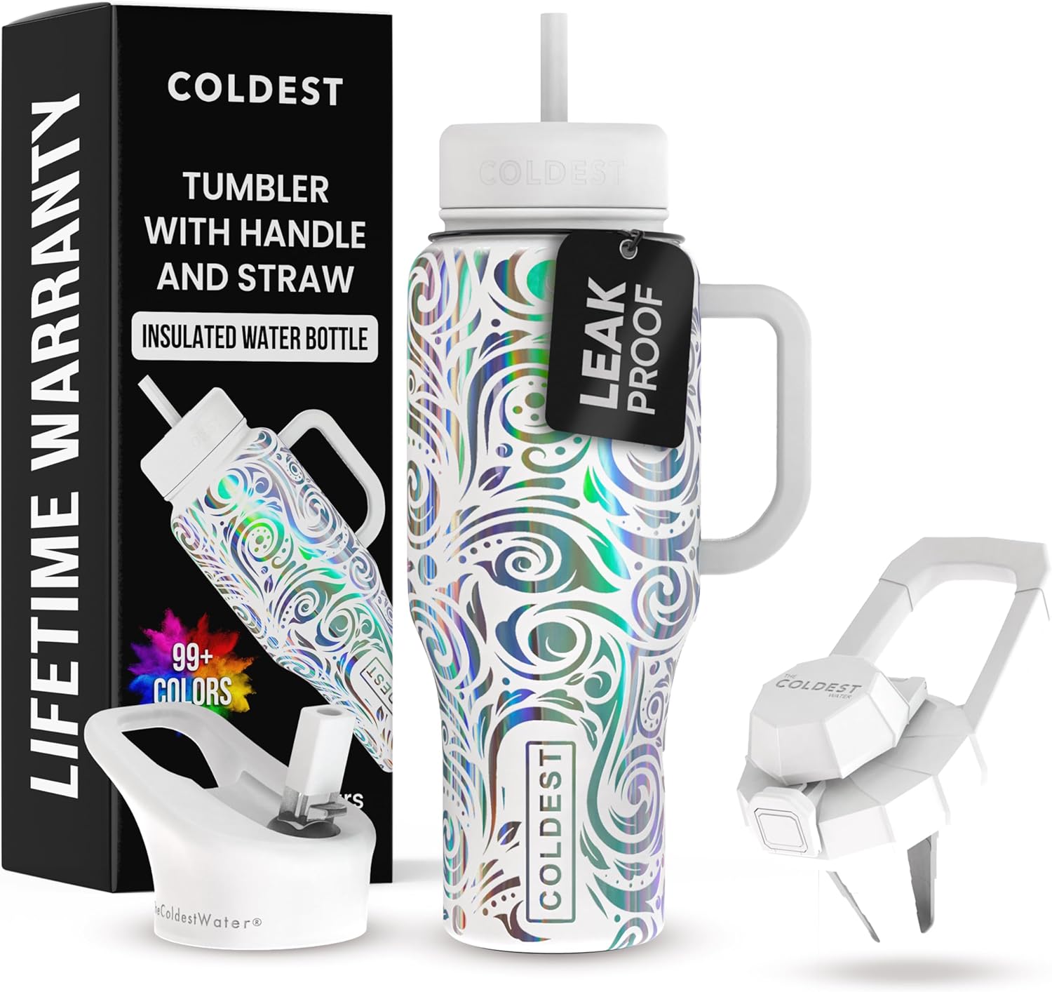 Coldest 40 oz Tumbler with Handle and Straw for All Drinks