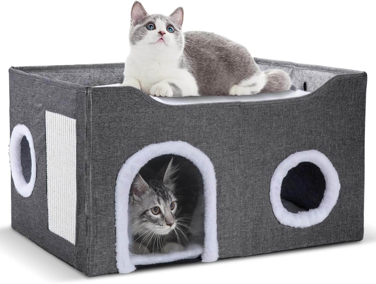 Cozy Cat House for Indoor Cats - Foldable Cat Cave Bed