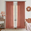 Red Clay Linen Pinch Pleated Curtains 108 in Long - Light Filtering