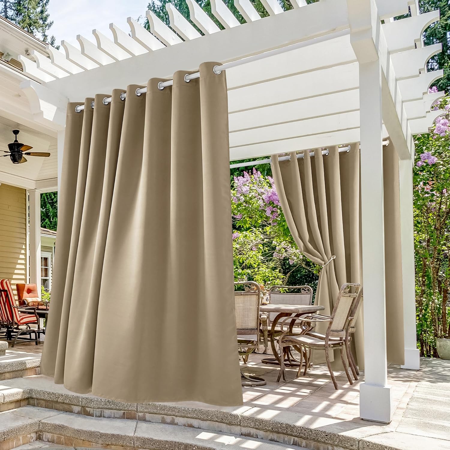Deconovo Solid Grommet Waterproof Outdoor Curtains for Patio