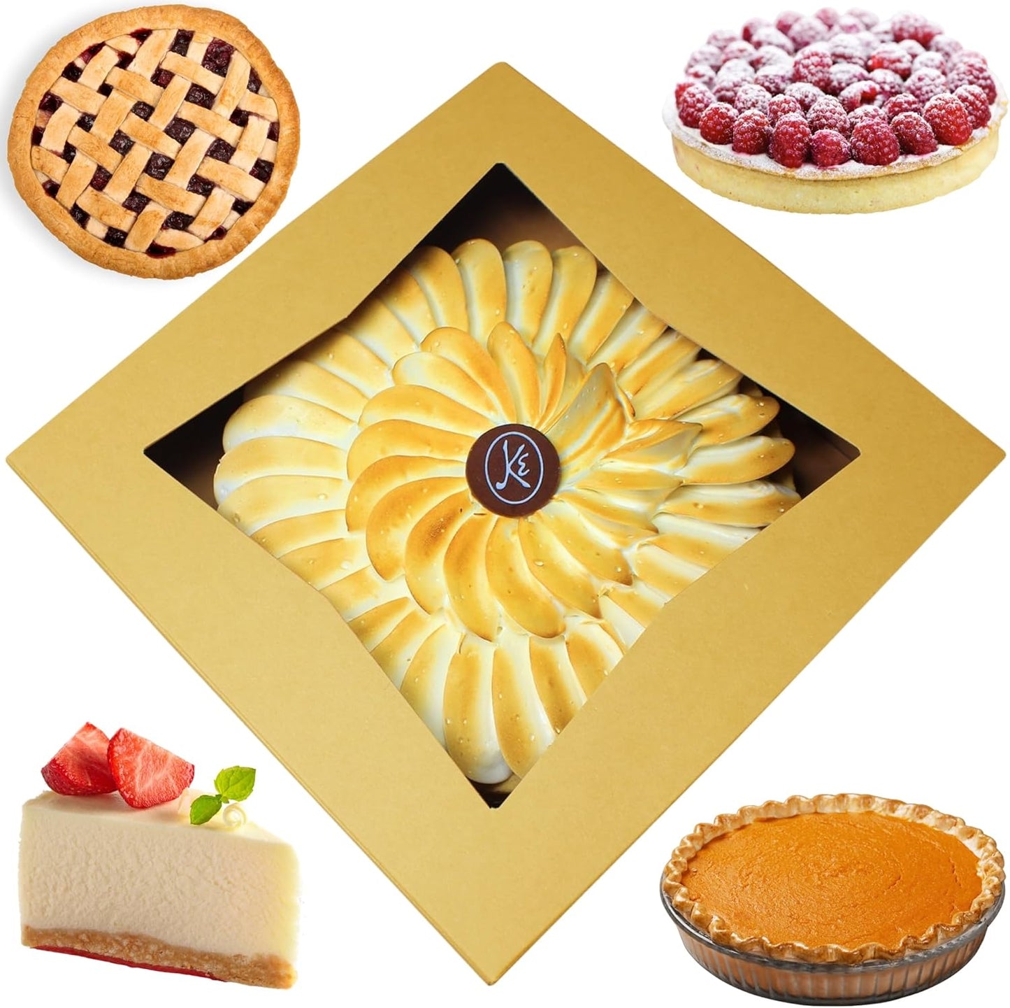 BAKELUV 9 Inch Pie Boxes with Window, 50 Pack for Treats