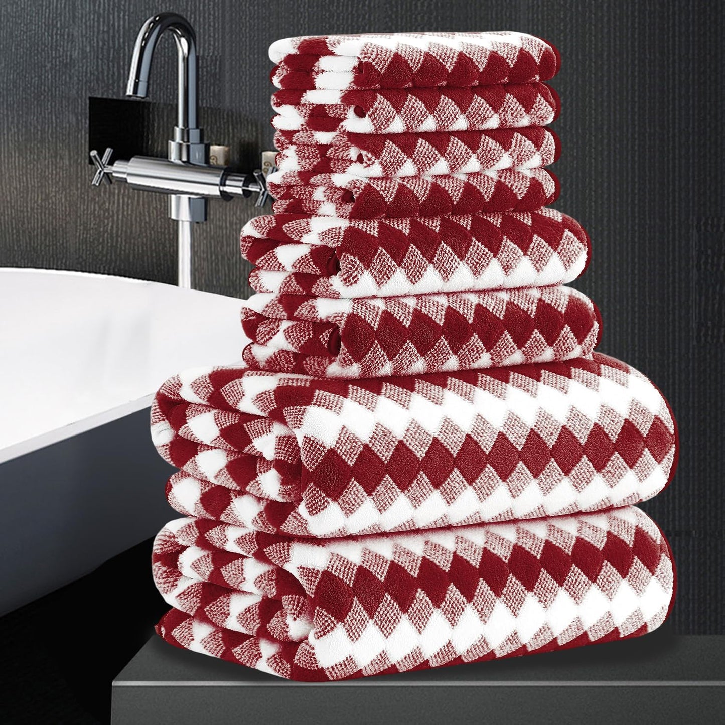 8 Piece Bathroom Towel Set for Luxurious Softness and Absorption