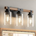 3-Light Farmhouse Vanity Light Fixture - Rustic Bubble Glass
