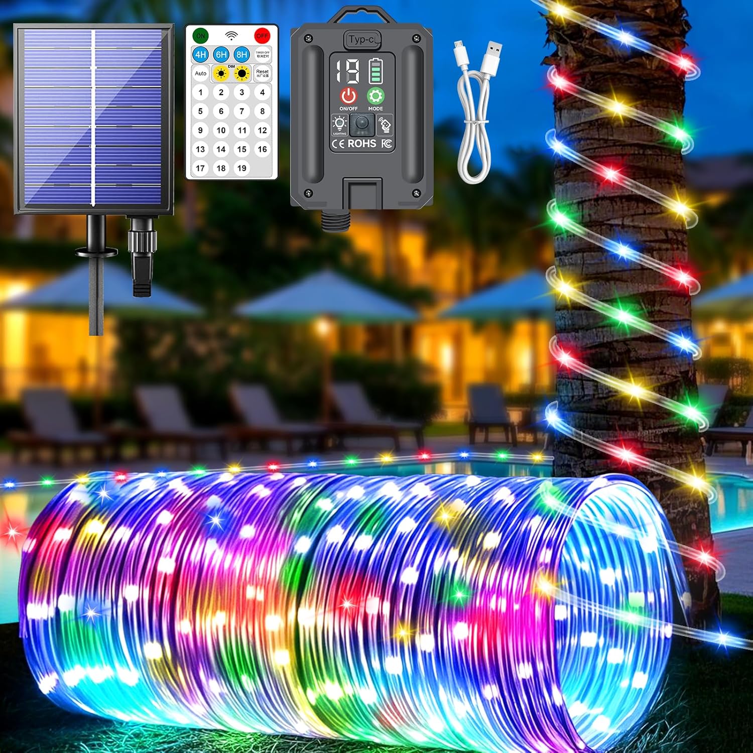 New Upgraded Solar Rope Lights Outdoor Waterproof 170ft 500 LED