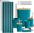 Teal Bathroom Accessories Set - 20PC Coordinated Shower Curtain Set