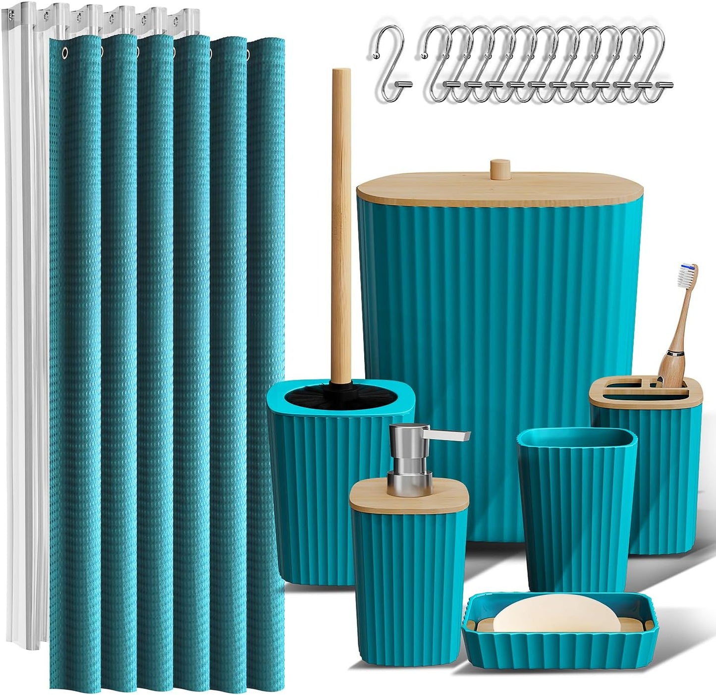 Teal Bathroom Accessories Set - 20PC Complete Bathroom Set