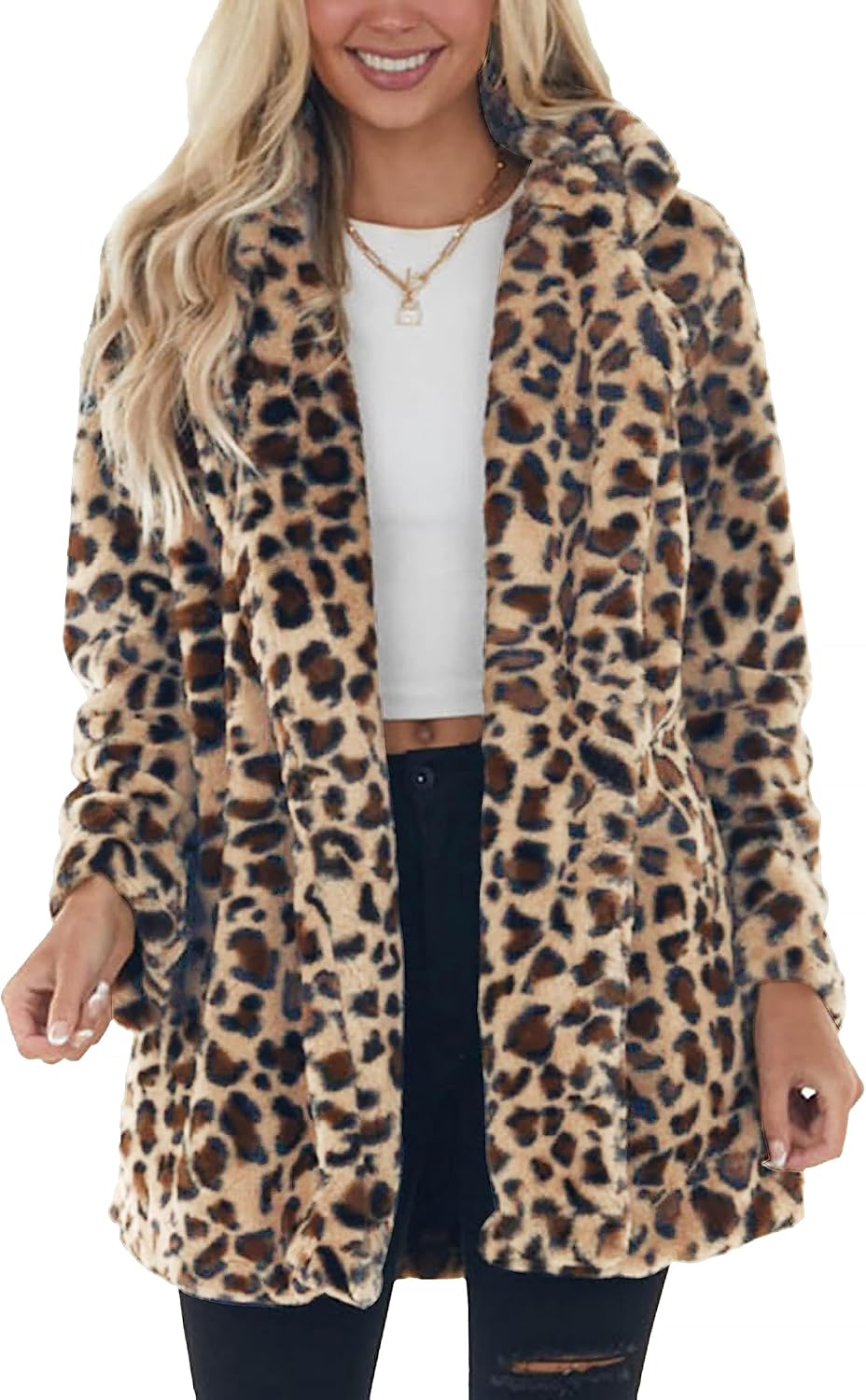 Faux Fur Leopard Coat for Women - Stylish and Comfortable Outerwear
