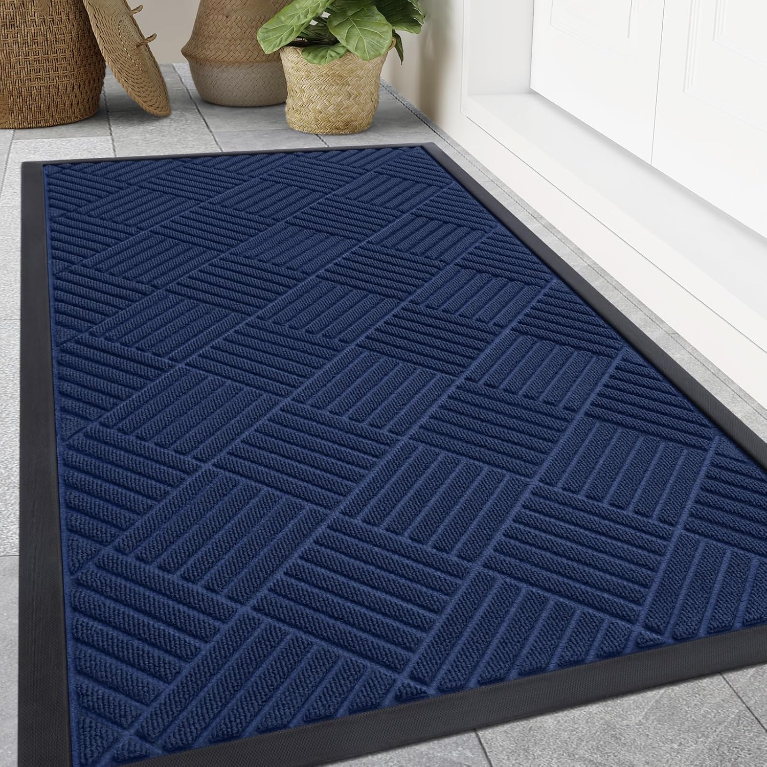 Smiry Heavy Duty Outdoor Indoor Natural Rubber Doormat 59x35