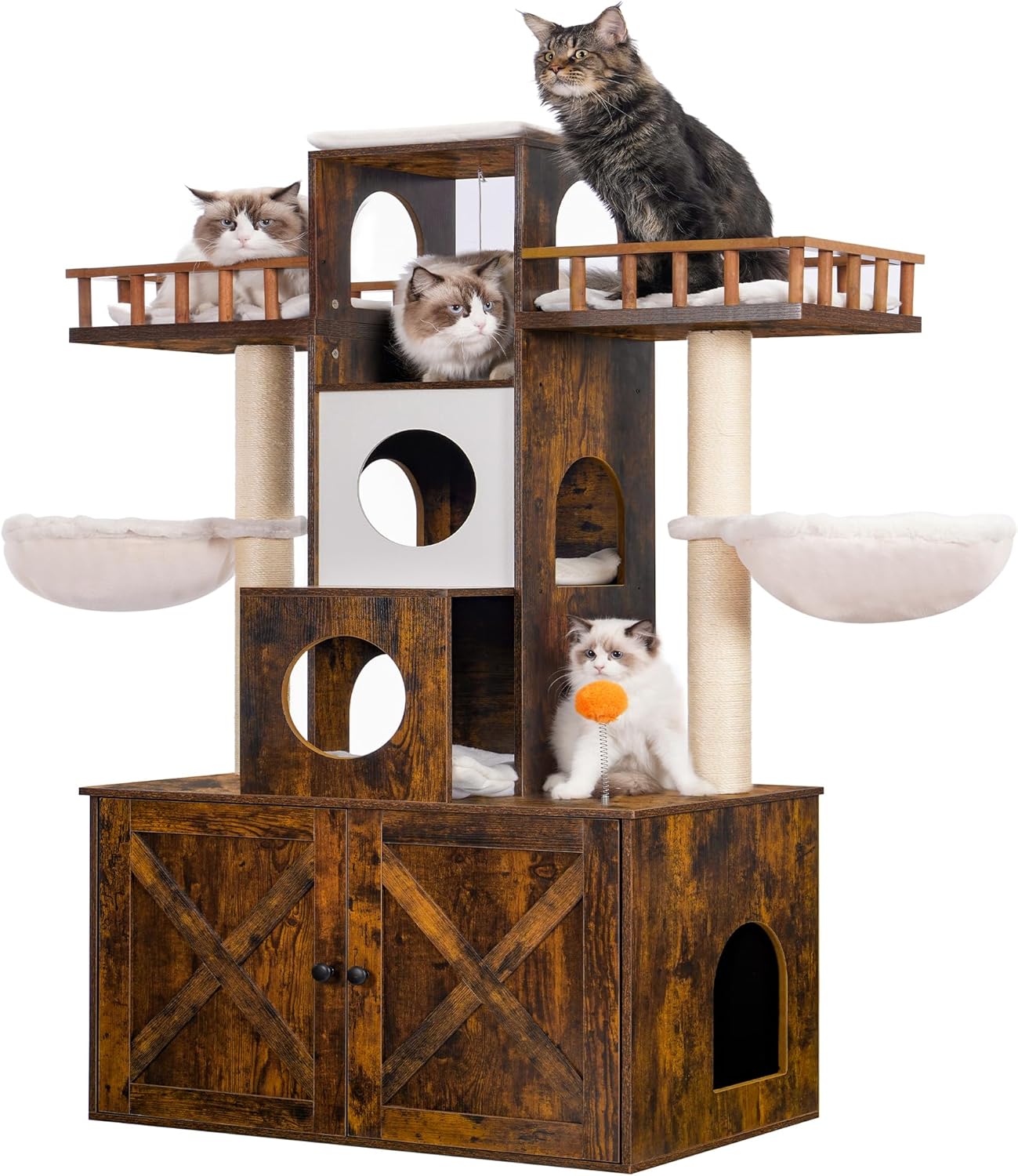 Heybly Cat Tree with Litter Box Enclosure for Large Cats