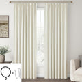 Ivory Pinch Pleated Blackout Linen Curtains 96 in - Thermal Insulated
