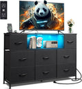 Black TV Stand for 45 50 55 in TV with LED Lights & Charging Station