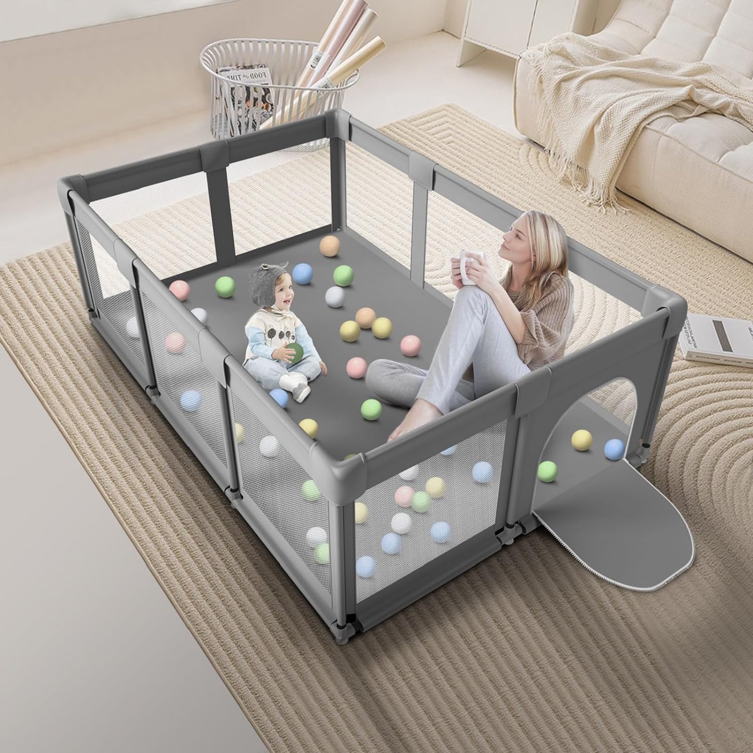 Jaobeem Large Baby Playpen: Safe & Spacious