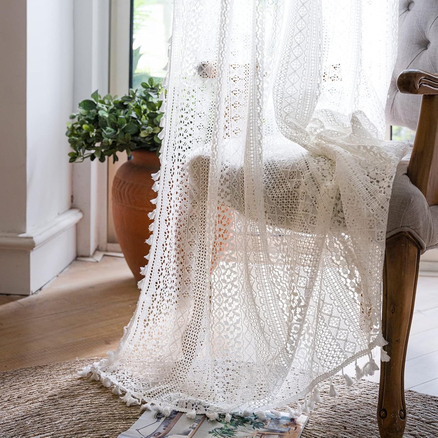 Off White Lace Curtains 72 Inches Long for Elegant Home Decor