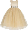 V-Back Satin Flower Girl Dress Toddler Communion Gown (Style S7L2)