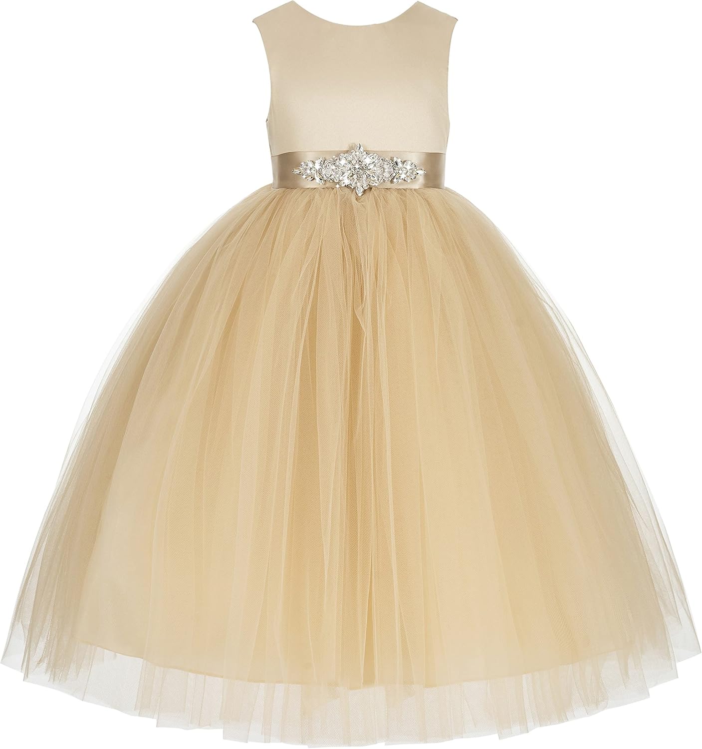 Elegant V-Back Satin Flower Girl Dress for Special Occasions