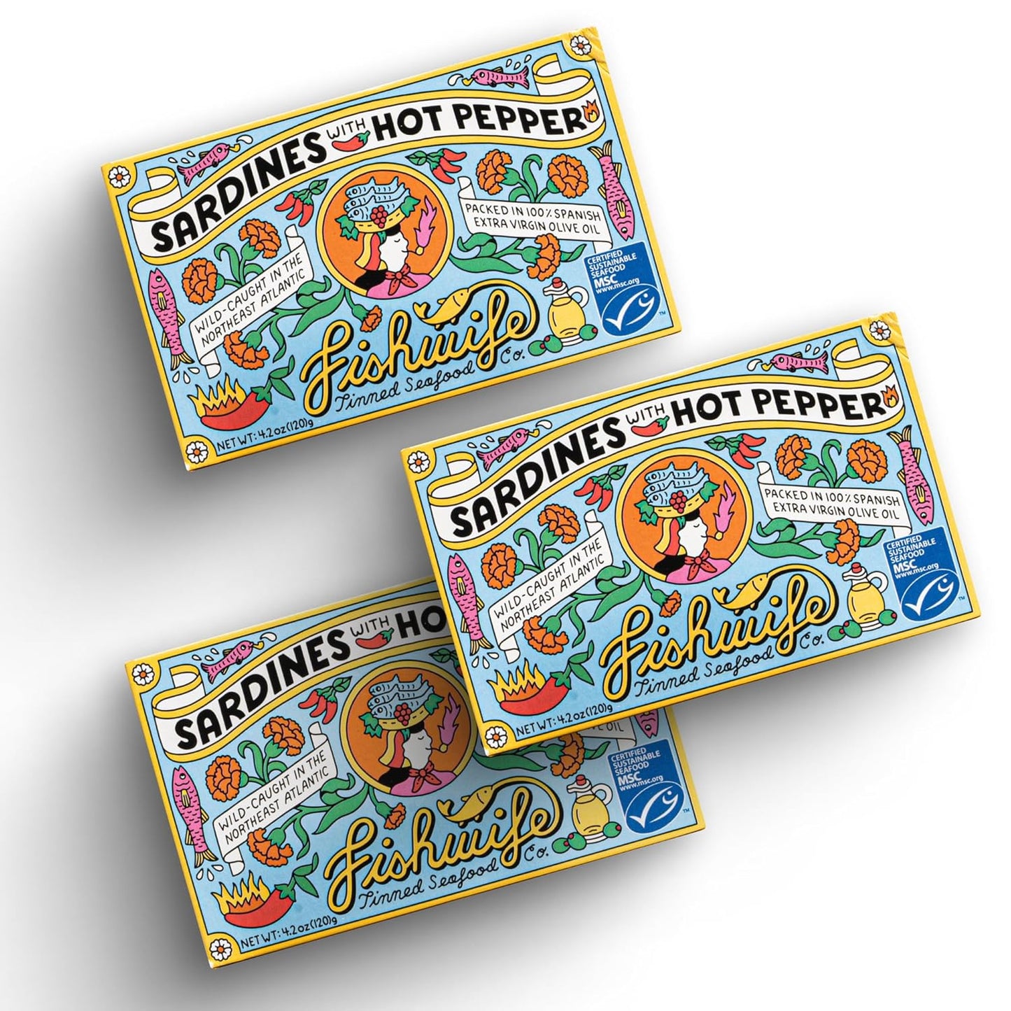 Fishwife Sardines with Hot Pepper 3-Pack for Gourmet Meals