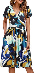 V Neck Midi Maternity Dress with Pockets - Comfortable Nursing Wear