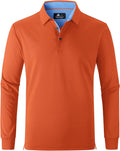 Long Sleeve Polo Shirts for Men - Soft Performance Cotton-Look