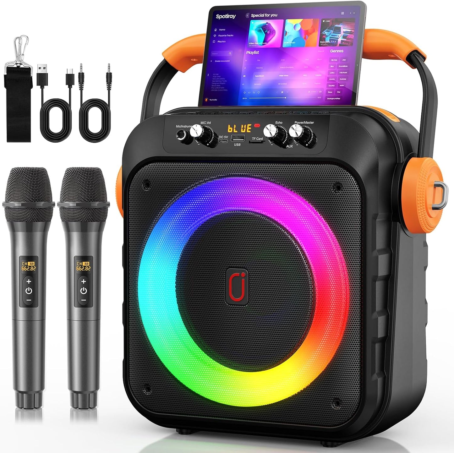 HWWR Karaoke Machine: Dual Microphones, Powerful Subwoofers
