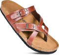 Memory Foam Cork Footbed Slides for Women - Arch Support Comfort