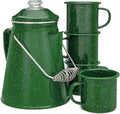 COLETTI Classic Enamel Set Coffee Percolator & Mugs for Camping