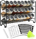Spice Rack Organizer with 24 Glass Jars - Compact Countertop System