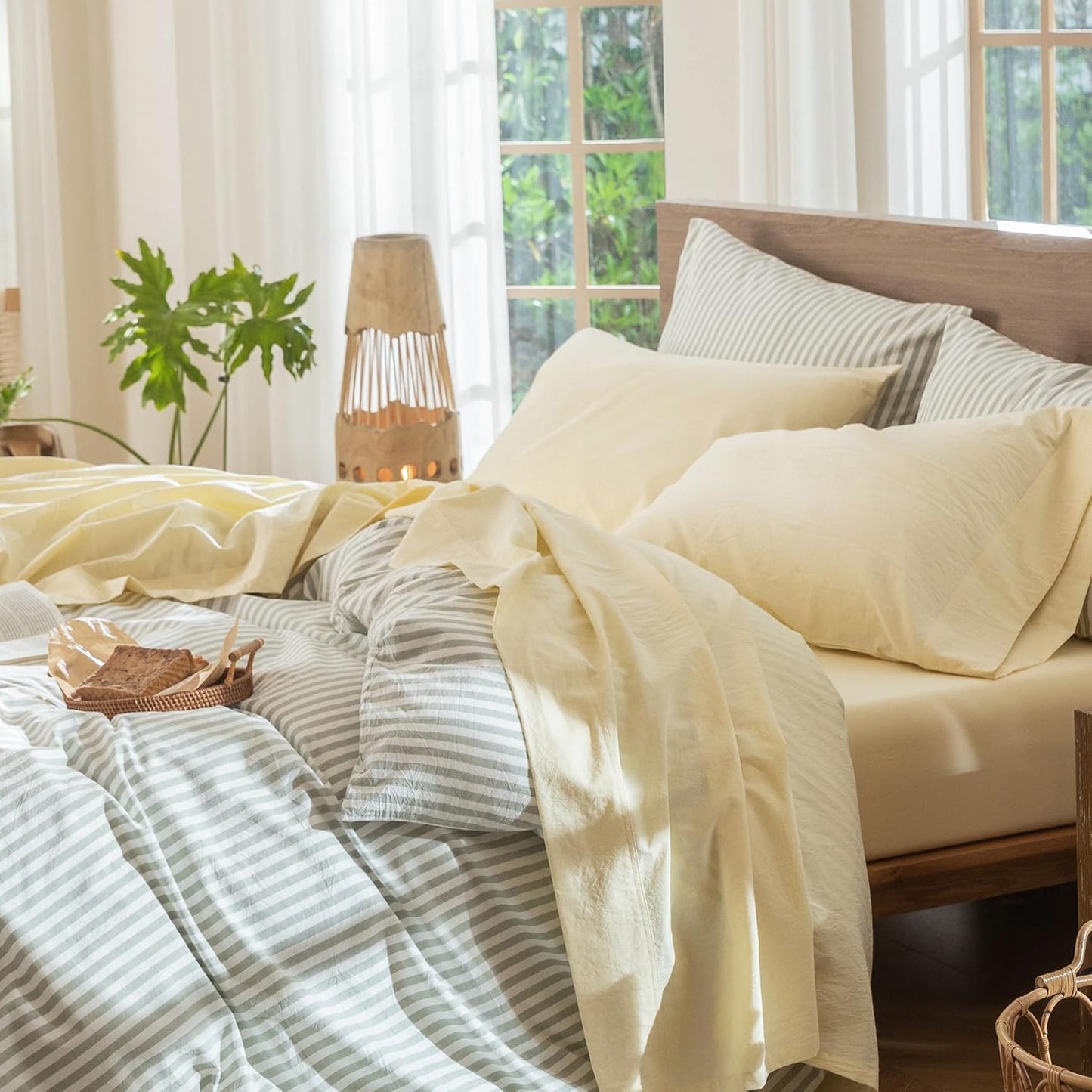 MooMee Bedding Sheet Set in Heathered Butter Yellow for Comfort