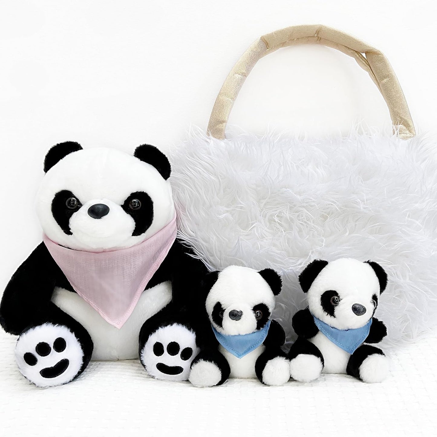 Perfectto Design Panda Stuffed Animal Bear Plush Toy Set for Girls
