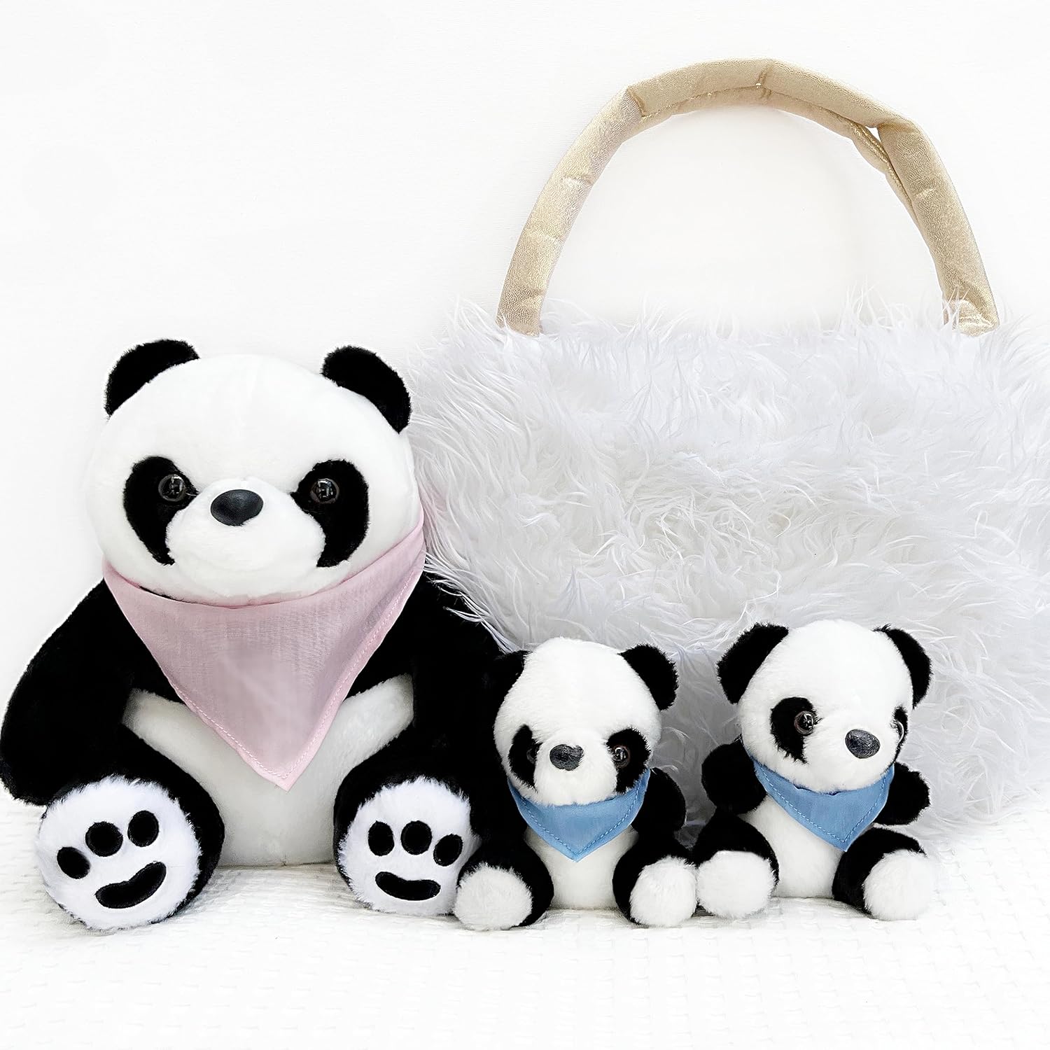 Perfectto Design Panda Stuffed Animal Bear Plush Toy Set for Girls