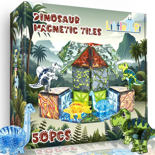 Magnetic Tiles Dinosaur Toys for Kids 3-7 - Fun Learning Blocks