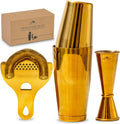 4-Piece Gold Cocktail Shaker Set - Professional Bar Kit