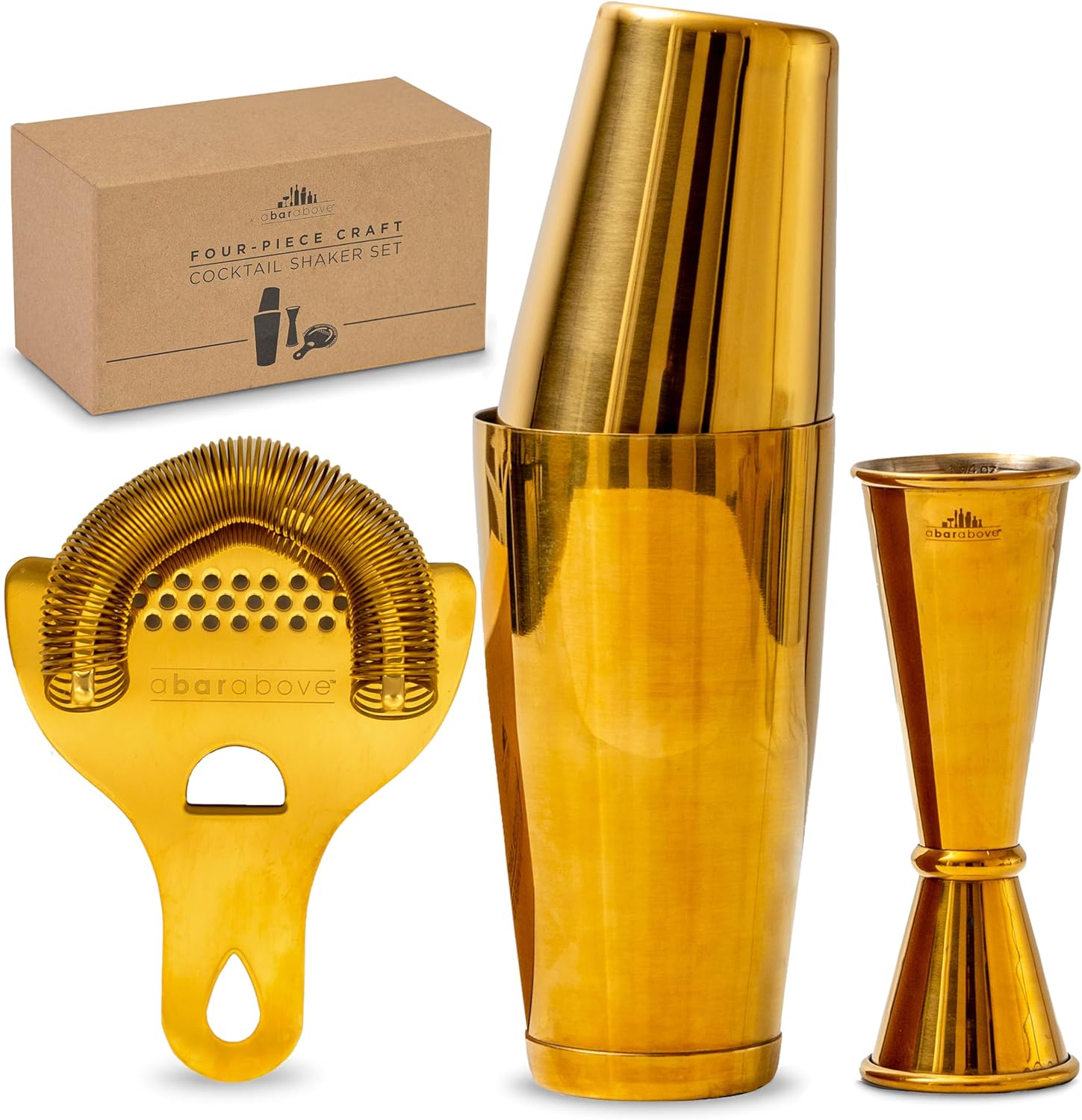 A Bar Above 4-Piece Cocktail Shaker Set for Home Bar Enthusiasts