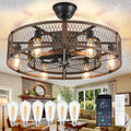 Caged Ceiling Fan with Lights 26ft Bladeless Fandelier - Quiet Dual
