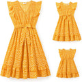 PATPAT Matching Mommy and Me Polka Dot Ruffle Flutter Sleeve Dresses