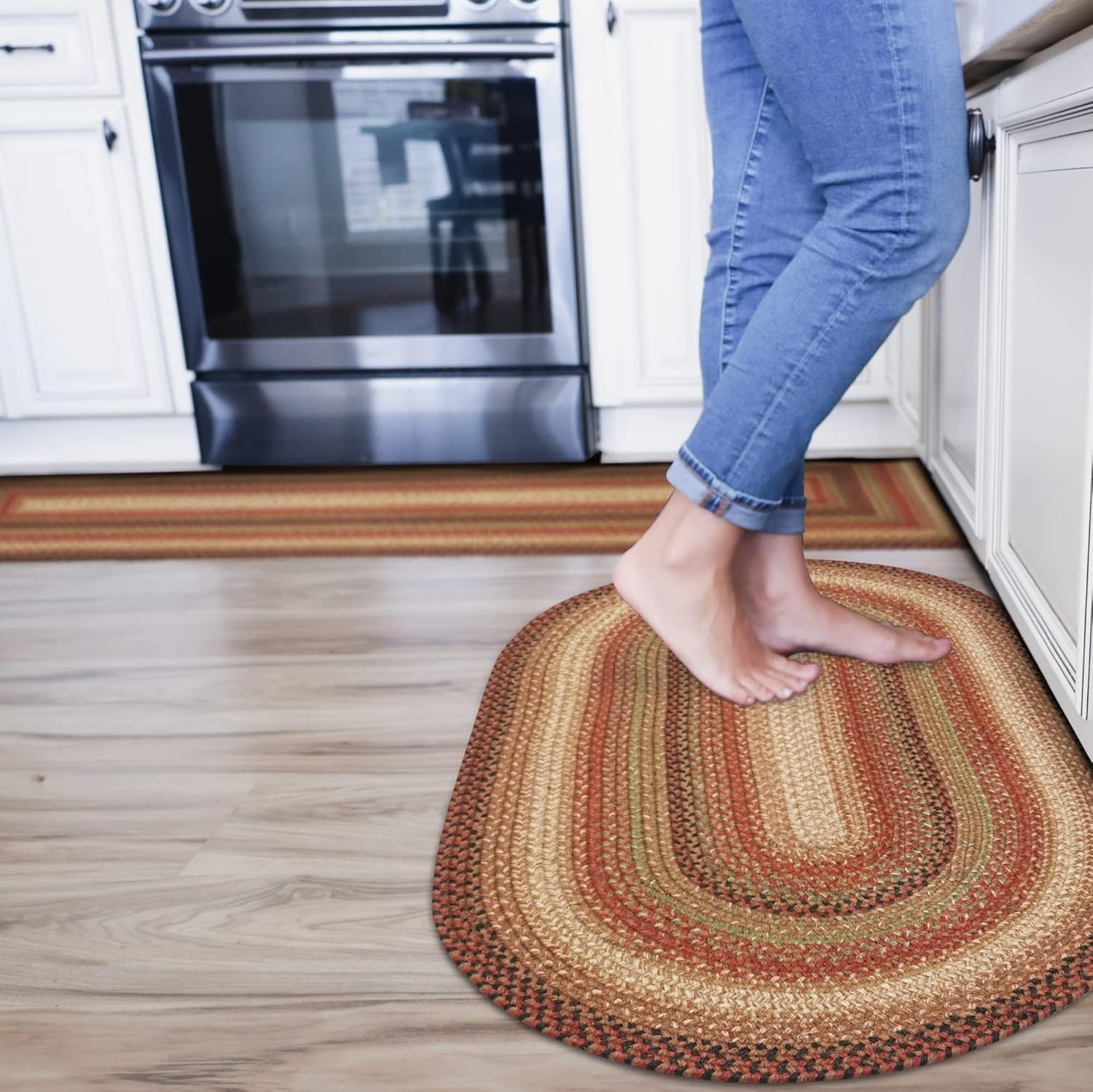 Homespice Gingerbread Jute Braided Rug for Rustic Decor
