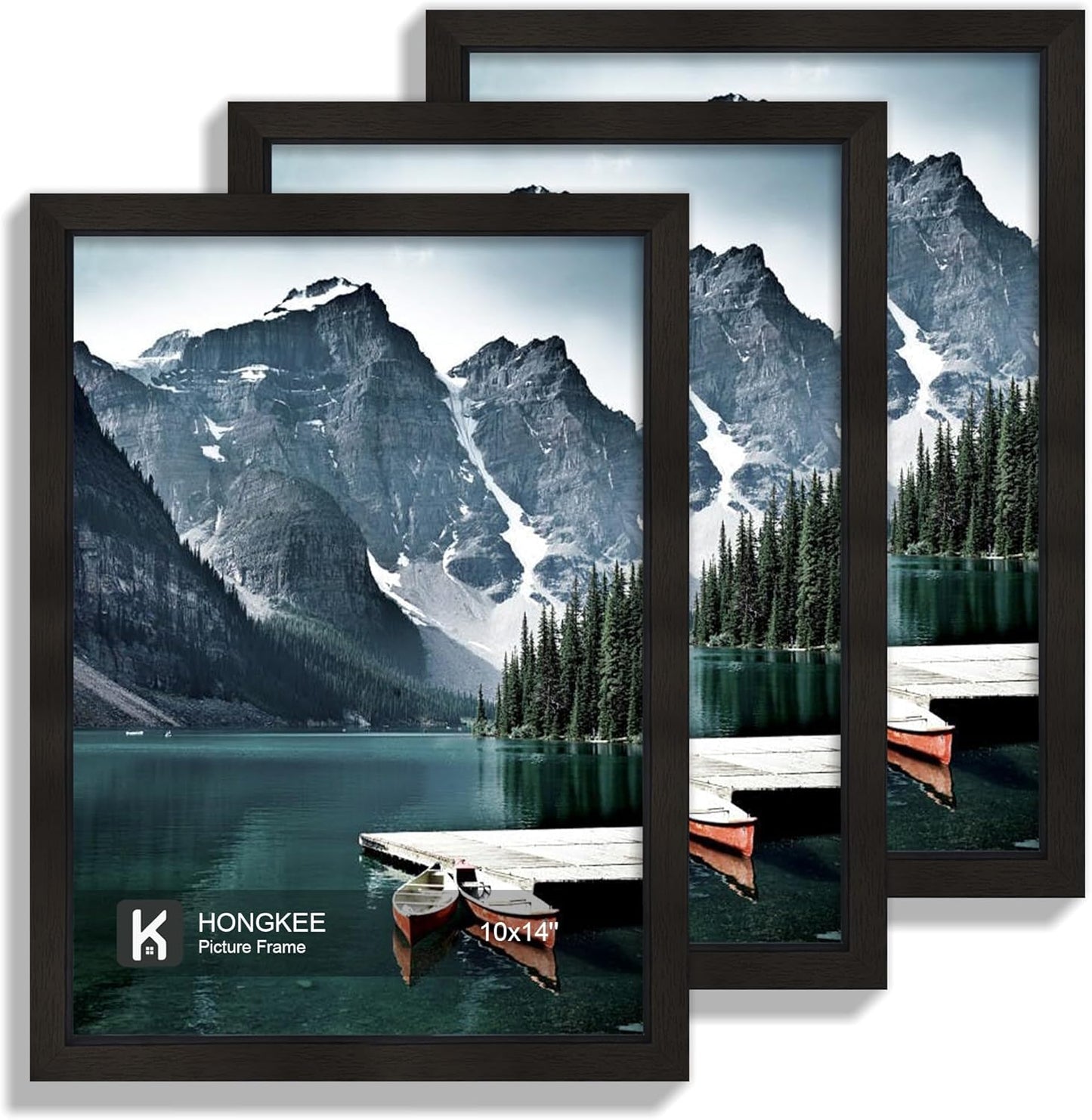 10x14 Picture Frame Set of 3 - Stylish Black Wooden Frames