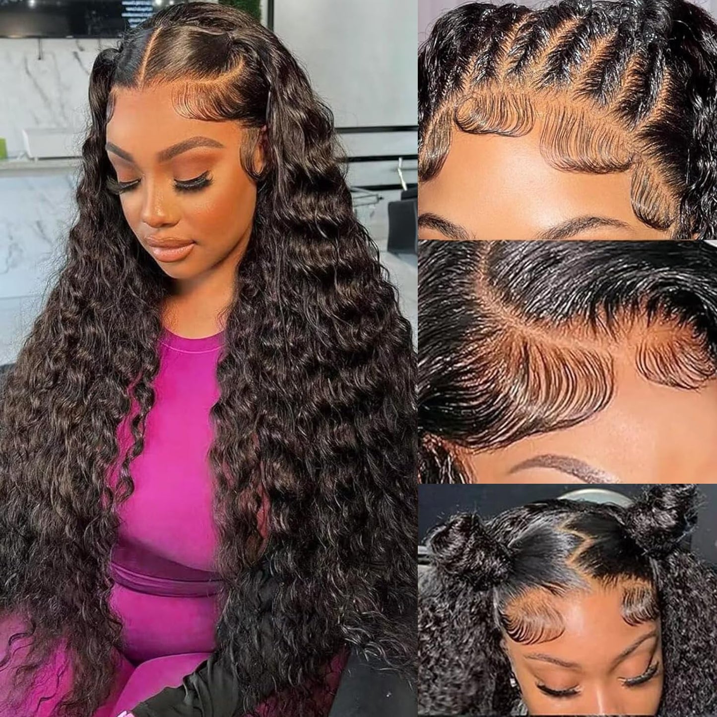 Brazilian Virgin 24 Inch 5x5 HD Lace Closure Deep Wave Wig