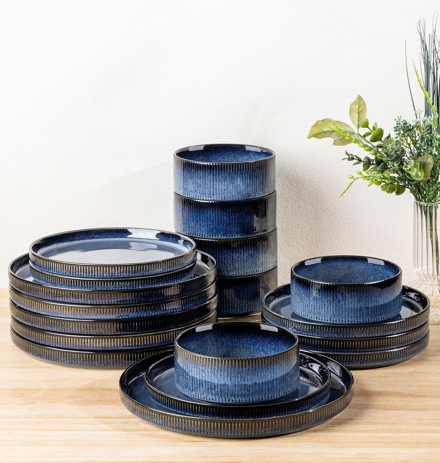 TheTerra Ceramic Dinnerware Set for 6, Unique 18 Piece Set