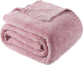 Chenille Throw Blanket for Couch 51x67 in - Super Soft Pink