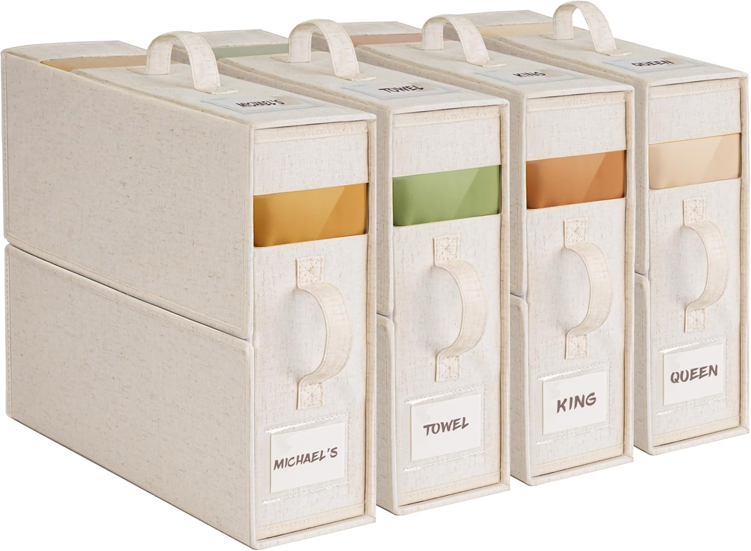 4Pack Linen Sheet Organizers for King/Queen Bedding Storage