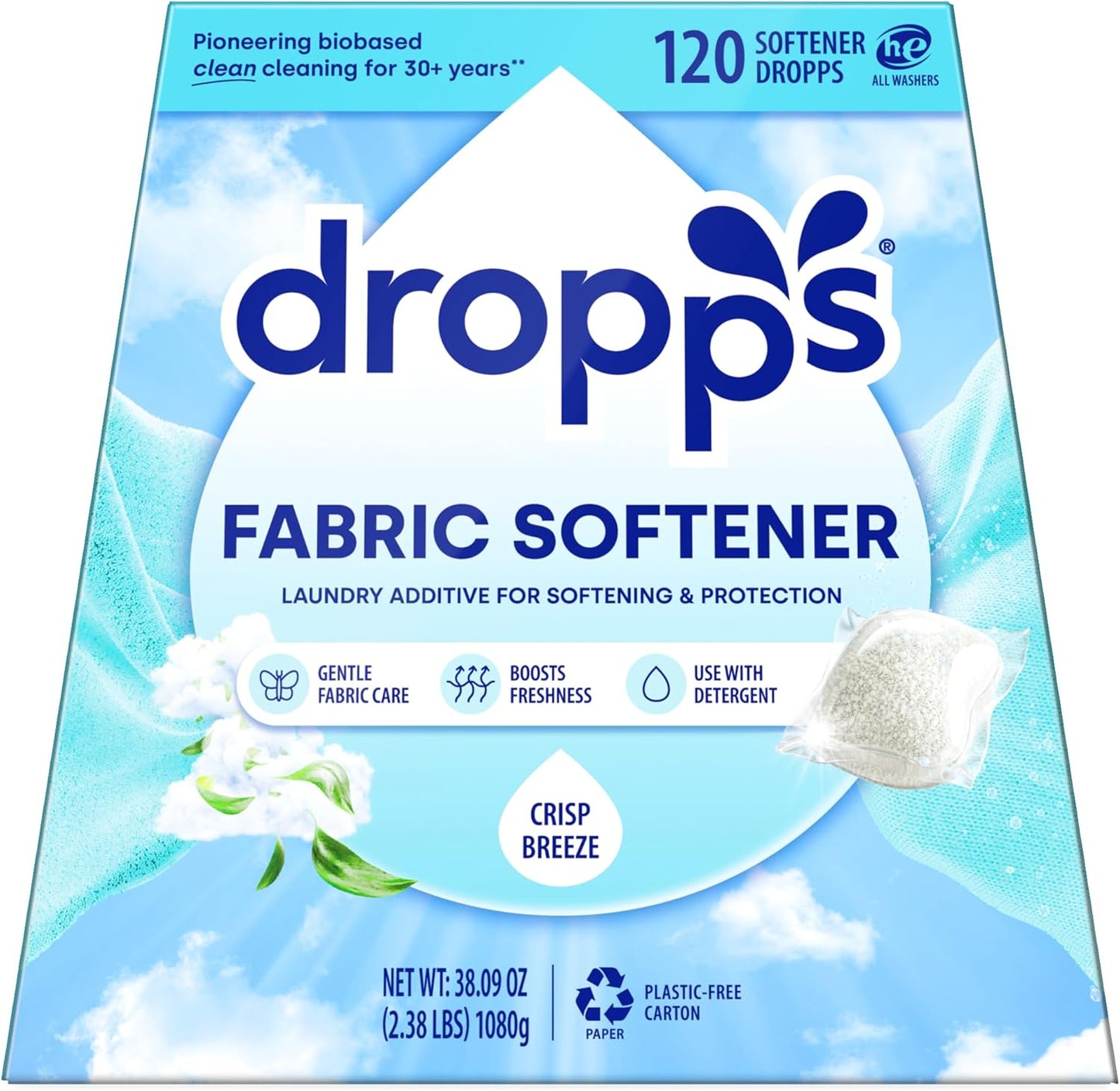 Dropps Laundry Fabric Softener Pods for Soft, Fluffy Fabrics