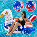 4th of July Pool Float with Eagle and 2 Beach Balls - Patriotic Pool