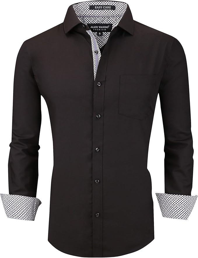 Alex Vando Mens Dress Shirts Wrinkle Free Bamboo Button Down
