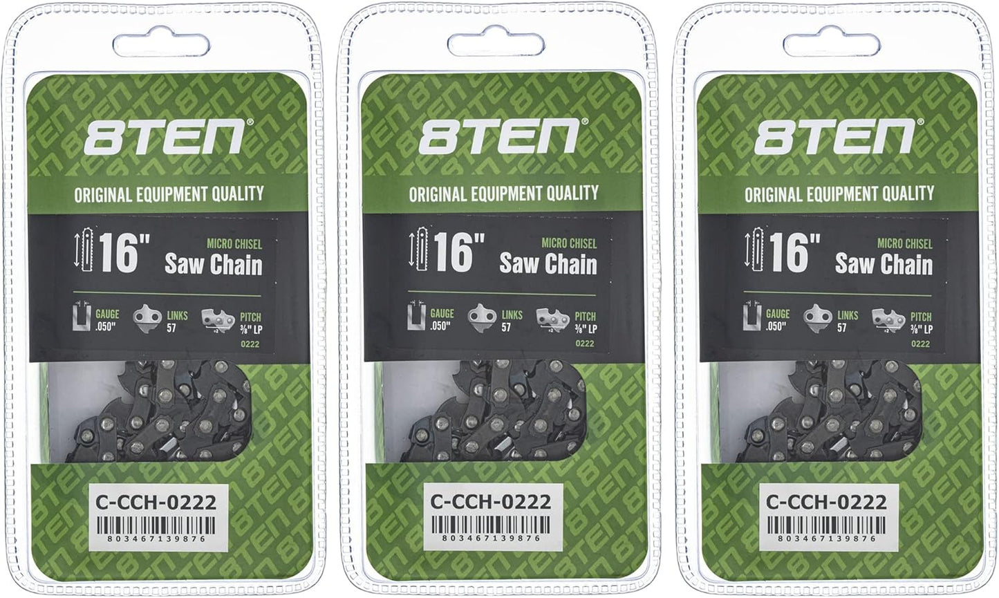 8TEN Micro Chisel Chainsaw Chain 16 Inch for Echo and Craftsman