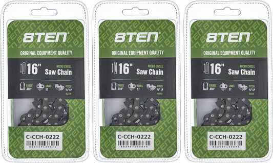 8TEN Micro Chisel Chainsaw Chain 16 Inch for Echo and Craftsman