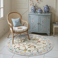 Floral Round Rug 4ft - Soft, Non-Slip Machine Washable Circle Rug
